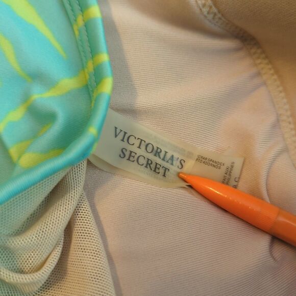 Victorias Secret Push Up Swim Tankini Top Swimsuit Womens 38C Teal Center Tie - Picture 5 of 8